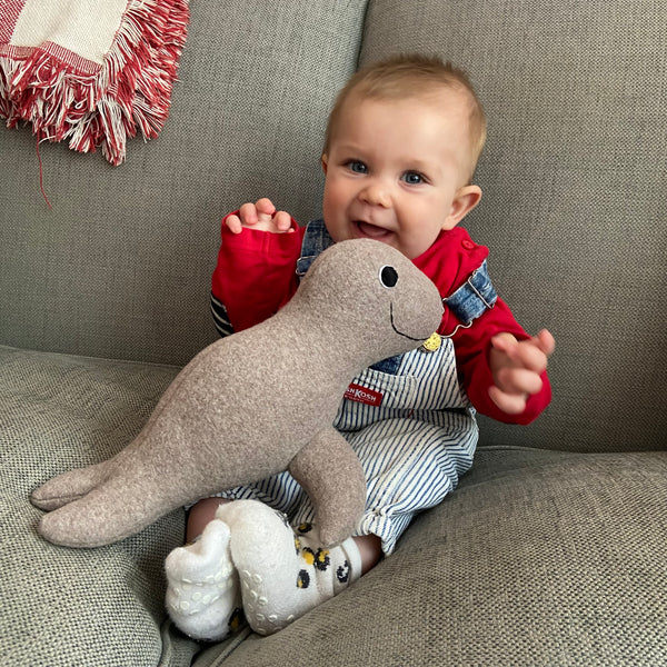 Wool Seal Pup Soft Toy with Baby boy