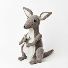 Kangaroo with joey on white background
