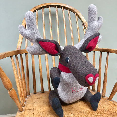 Reindeer Soft Toy, Handmade and Personalised