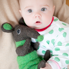 soft toy shrew with light green shorts by cdbdi