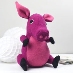 Soft toy pink pig handmade and personalised