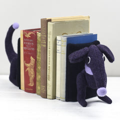 dachshund bookends in purple for large books