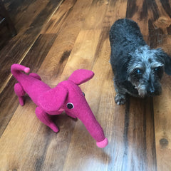 Dark pink dachshund soft toy by cdbdi