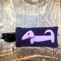 dachshund glasses case or sunglasses case in purple by cdbdi