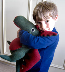 green and red dragon with small boy by cdbdi