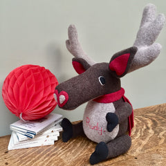 Reindeer Soft Toy, Handmade and Personalised