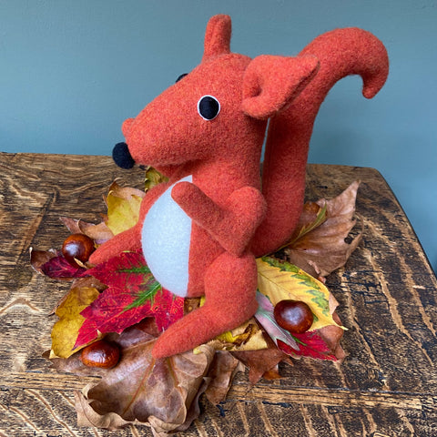 Red squirrel soft toy right side view