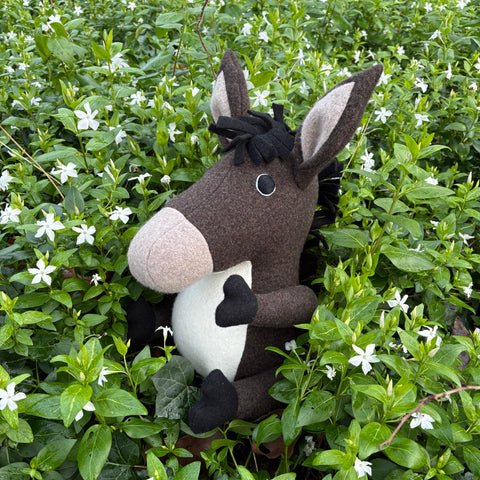Large Donkey Pure Wool Soft Toy Handmade and Personalised