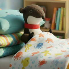 New Large Otter Soft Toy with Goldfish