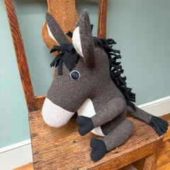 Large Donkey Pure Wool Soft Toy Handmade and Personalised