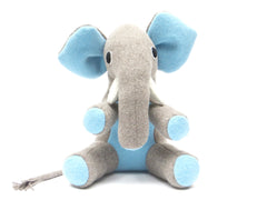 Large handmade personalised soft toy elephant, white background by cdbdi
