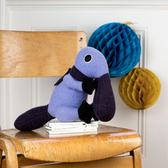 Lilac and purple duck billed platypus soft toy can be personalised