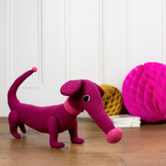 Dark pink soft toy dachshund by cdbdi