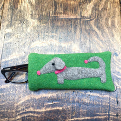 green dachshund glasses case or sunglasses case for dachshund lovers by cdbdi