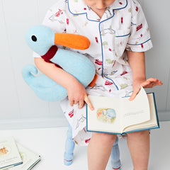 blue duck being read to by cdbdi