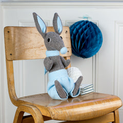 grey boy bunny rabbit with blue shorts by cdbdi