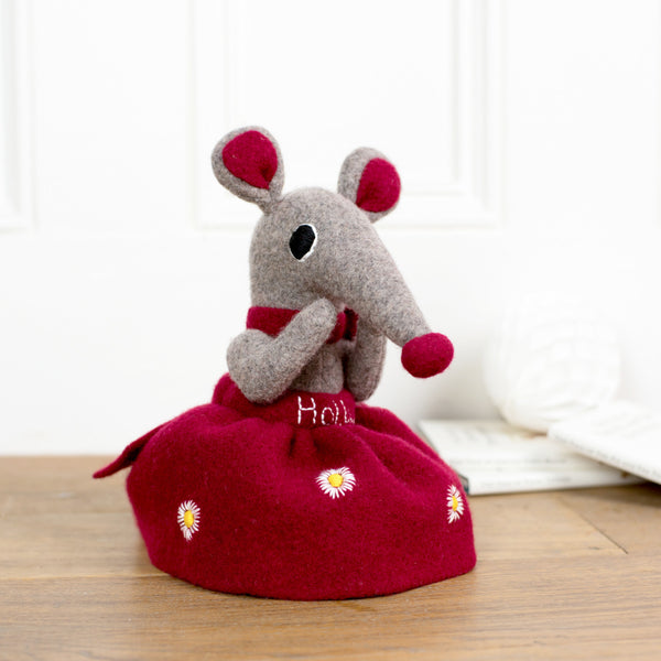 soft toy shrew girl with red skirt by cdbdi