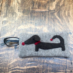Grey dachshund glasses case/sunglasses case great gift for dachshund fan by cdbdi