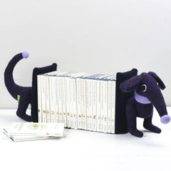dachshund bookends purple with small books by cdbdi