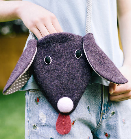 purple dog handbag for children by cdbdi