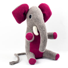 medium sized elephant with pink ears by cdbdi white background