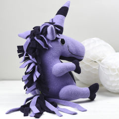 Back view of personalised soft toy unicorn by cdbdi