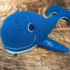 Soft Toy Whale Close Up Of Personalisation